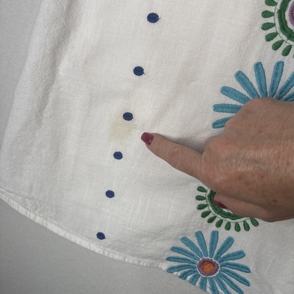 Formula Joven White Embroidered Dress Small Floral Cutout Cotton Boho - Picture 8 of 11